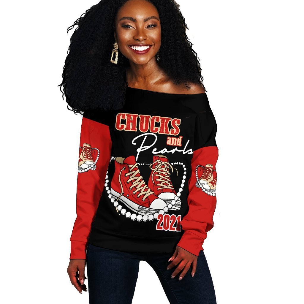 Sorority Sweatshirt – Delta Sigma Theta K.H Pearls 2021 Off Shoulder