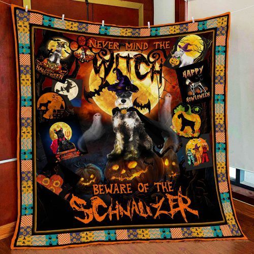 Halloween. Beware Of The Schnauzer Quilt Blanket Thh2531Q Block Of Gear™