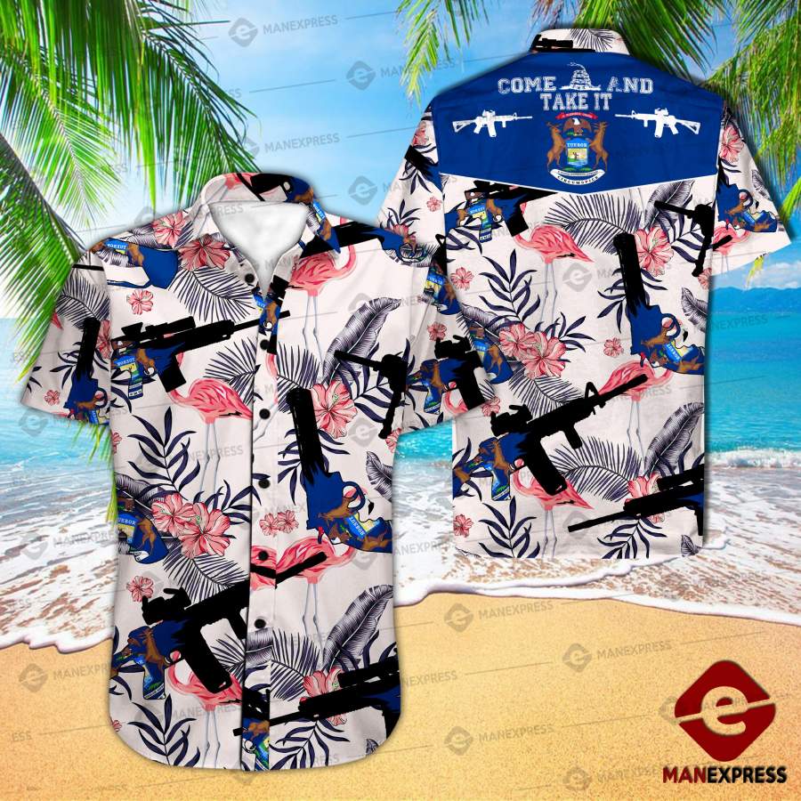 Michigan United Patriot Three Percenter Hawaiian Shirt Ha40597