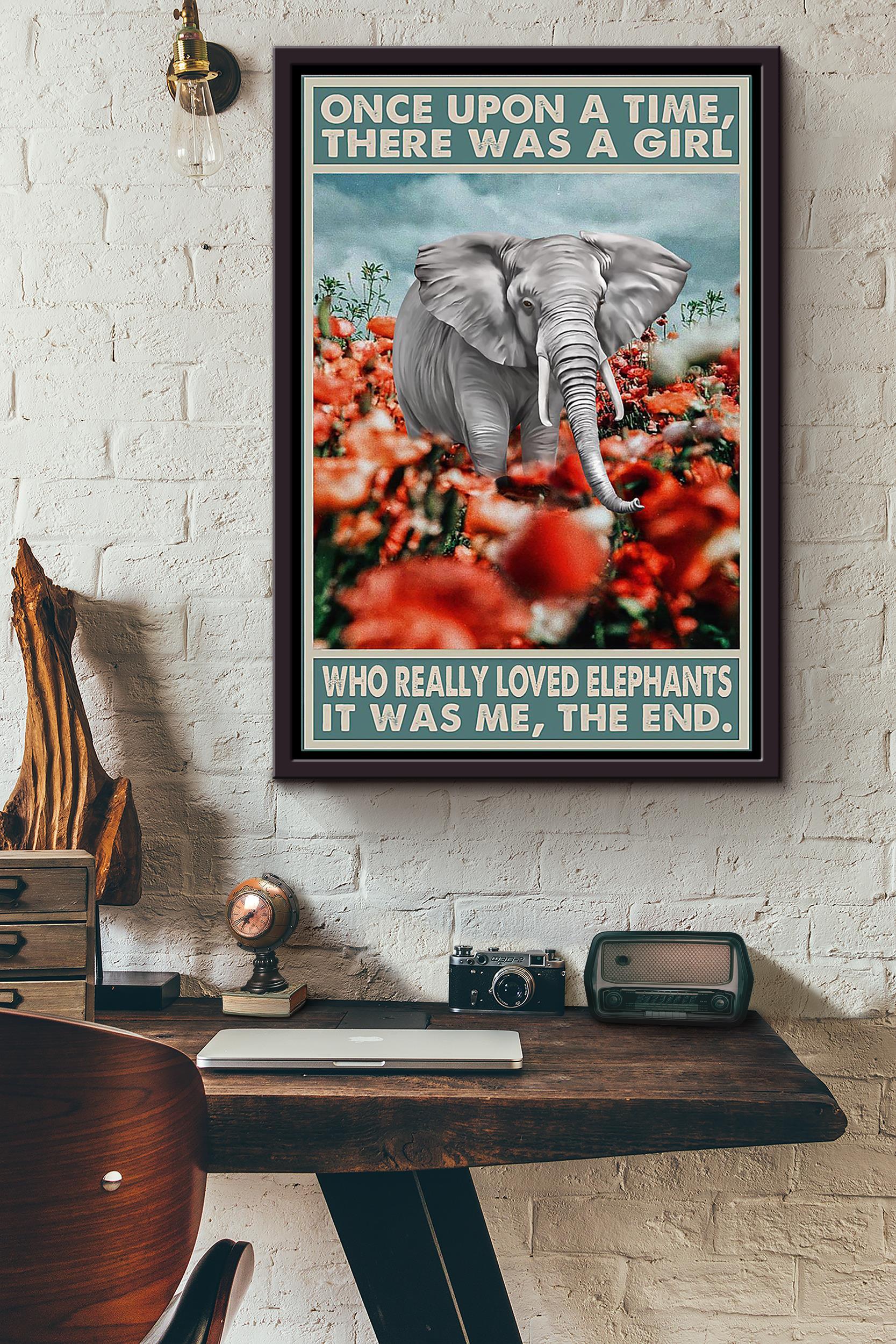 There Was A Girl Who Really Loved Elephants And Red Flowers That Was Me Poster Framed Matte Canvas