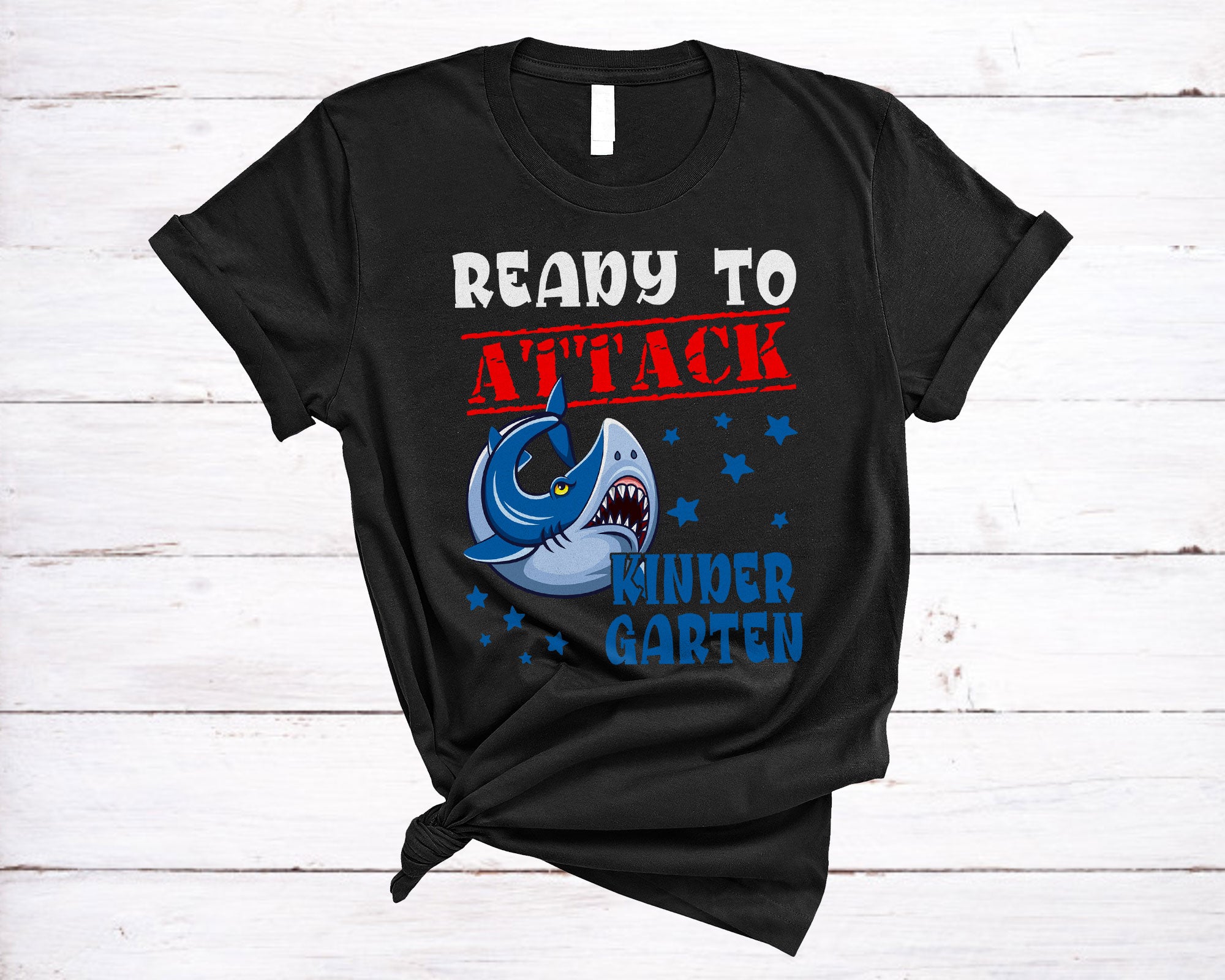 Back To School Shark Shirt Ready To Attack Kindergarten Funny School Shark Lover Boys Kids Gifts T-Shirt