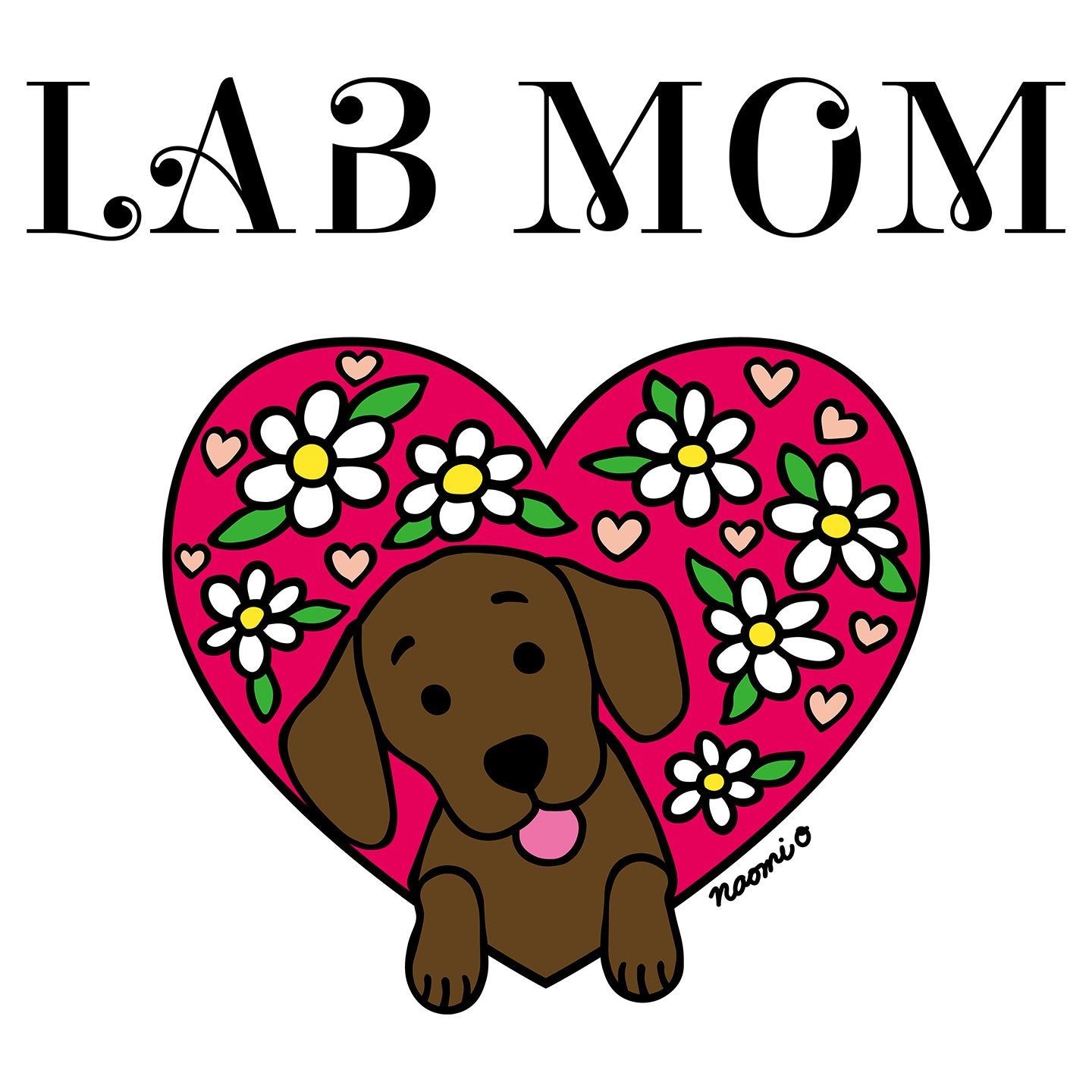 Flower Heart Chocolate Lab Mom – Women’s V-Neck T-Shirt