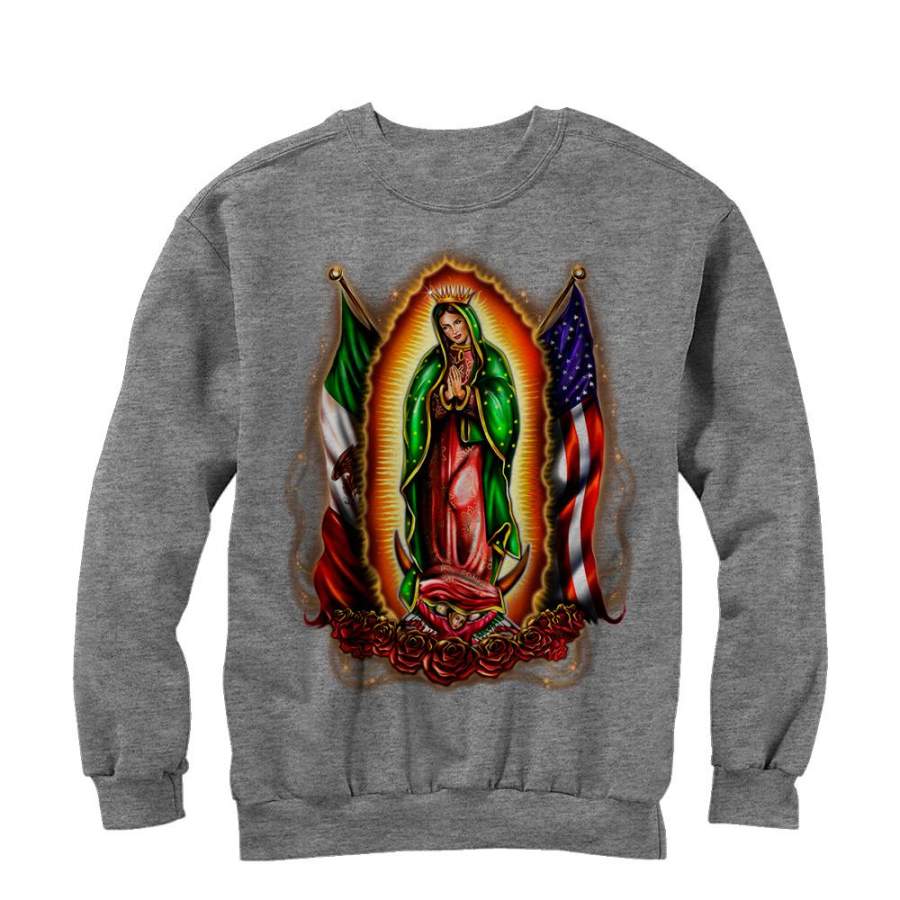 Aztlan Men’s Our Lady of Guadalupe  Sweatshirt Athletic Heather