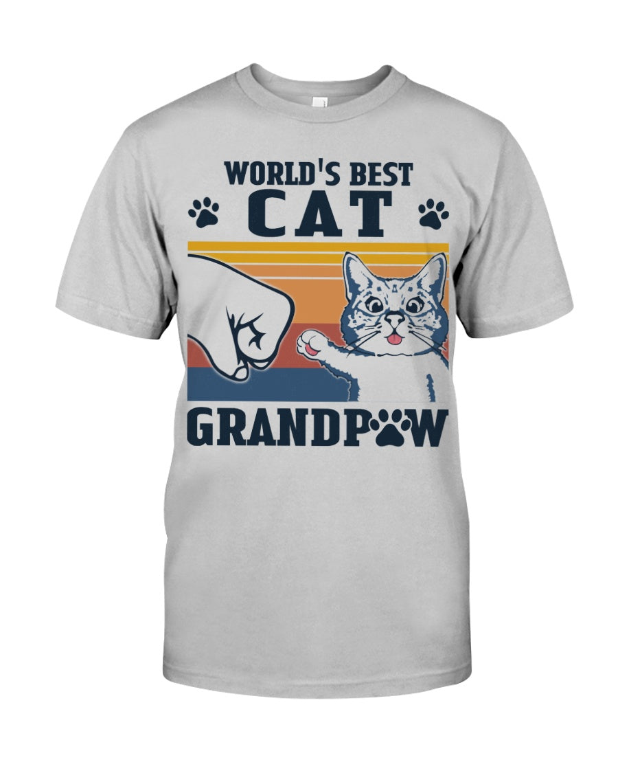 World Best Cat Grandpa Cat Lover Cotton T Shirt