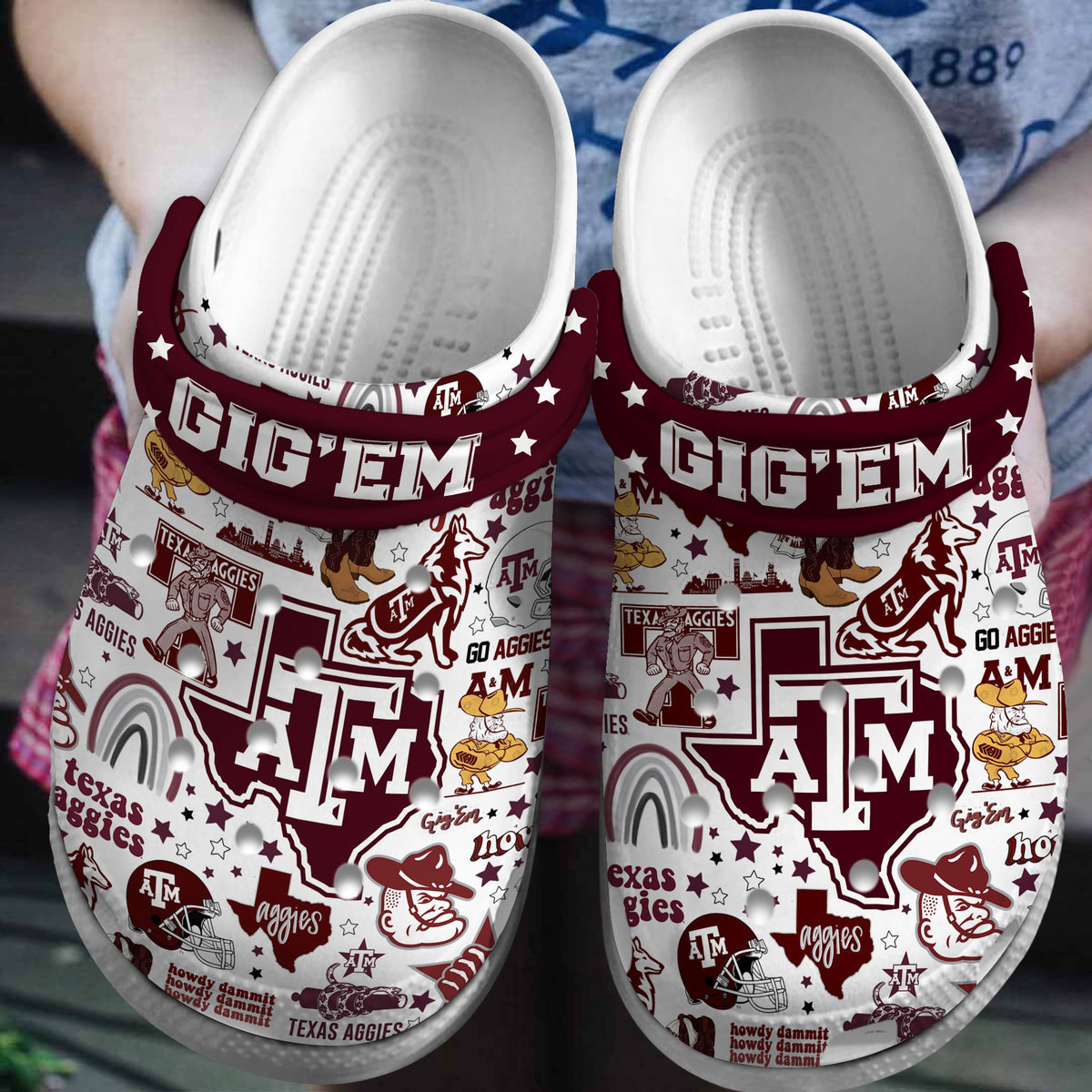 Texas A&M Aggies NCAA Sport Crocs Crocband Clogs Shoes Comfortable For Men Women and Kids