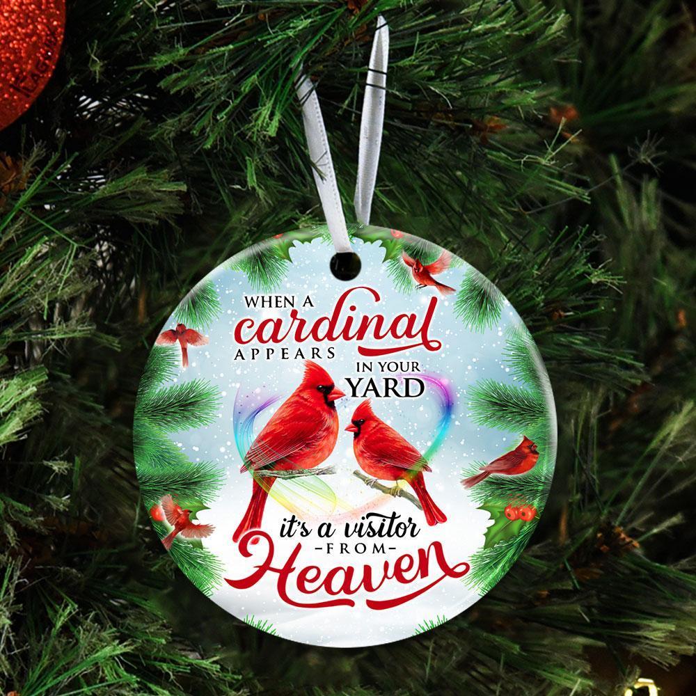 When A Cardinal Appears In Your Yard It’S A Visitor From Heaven Ornament Gift For Christmas Memorial Gift Porcelain Ceramic Home Decorations Ornament Pendant