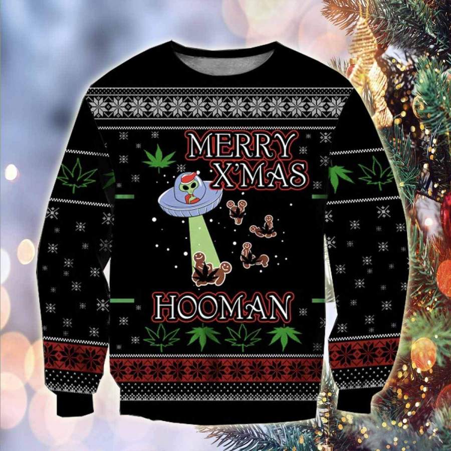 UFO MERRY X’MAS HOOMAN 3D ALL OVER PRINT UGLY CHRISTMAS SWEATER