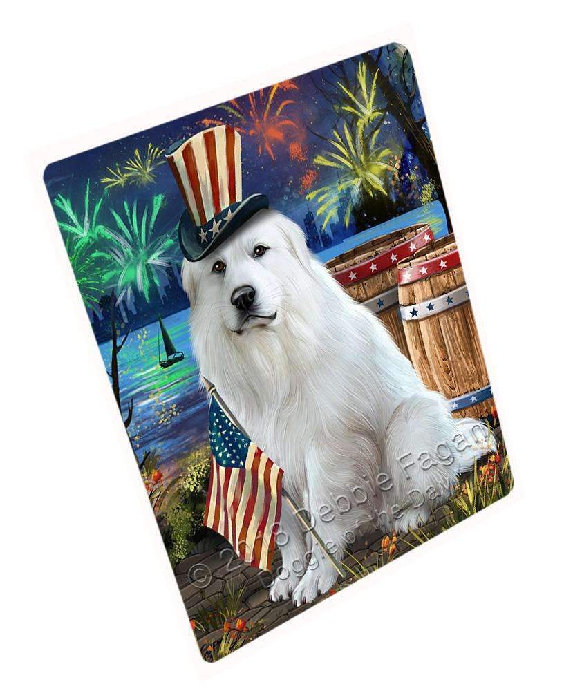 4Th Of July Independence Day Fireworks Great Pyrenee Dog At The Lake Blanket Blnkt76503