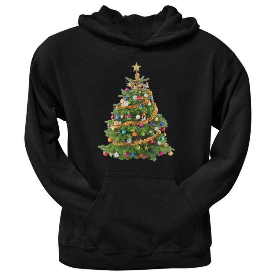 Cats In Christmas Tree Black Adult Hoodie