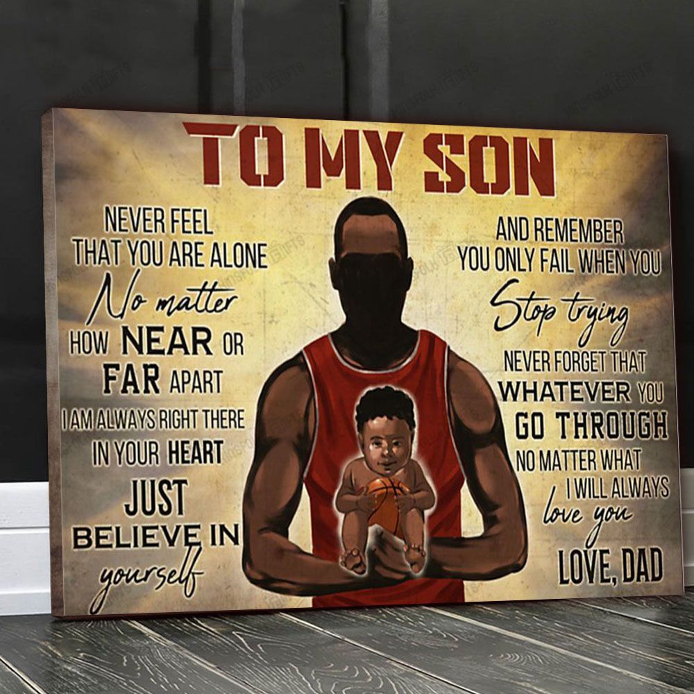 African American Dad Basketball To My Son Canvas Poster Wall Art, Poster Print, Canvas Print Wall Decor