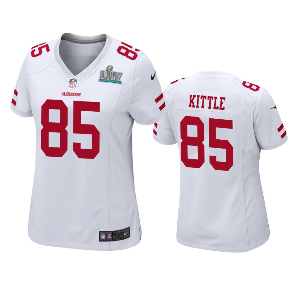 Womens San Francisco 49ers George Kittle White Super Bowl Liv Game Jersey