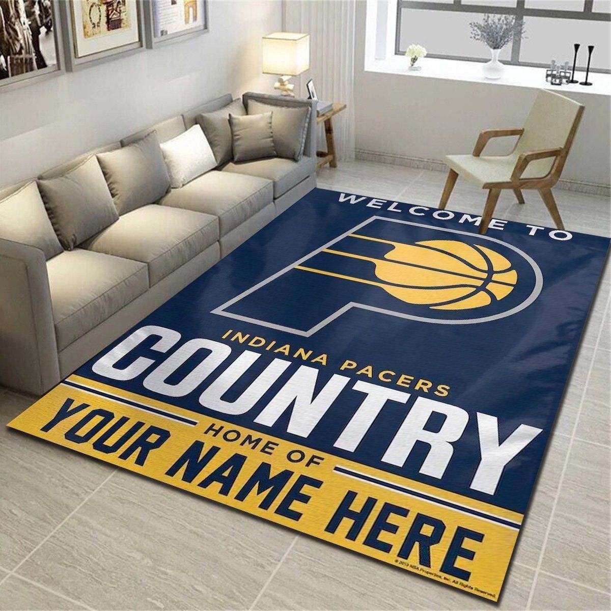 Indiana Pacers Personalized Area Rugs, Team Living Room Bedroom Carpet, Customized Fan Cave Floor Mat