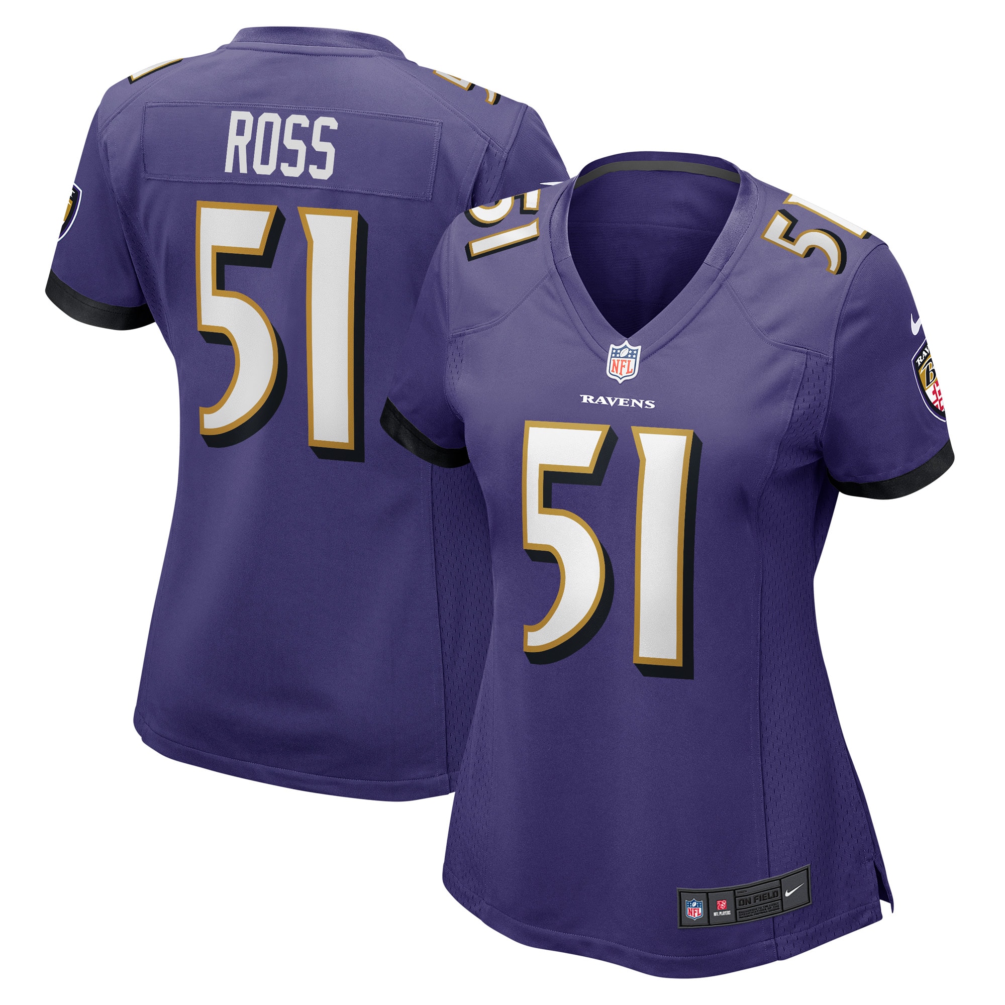 Josh Ross Baltimore Ravens Women's Game Player Jersey – Purple