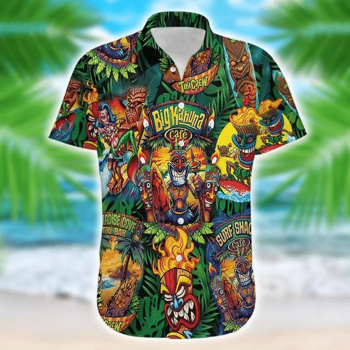Waybackapparel Aloha Hawaii Shirts Tiki Crew 3D Hawaiian Shirt