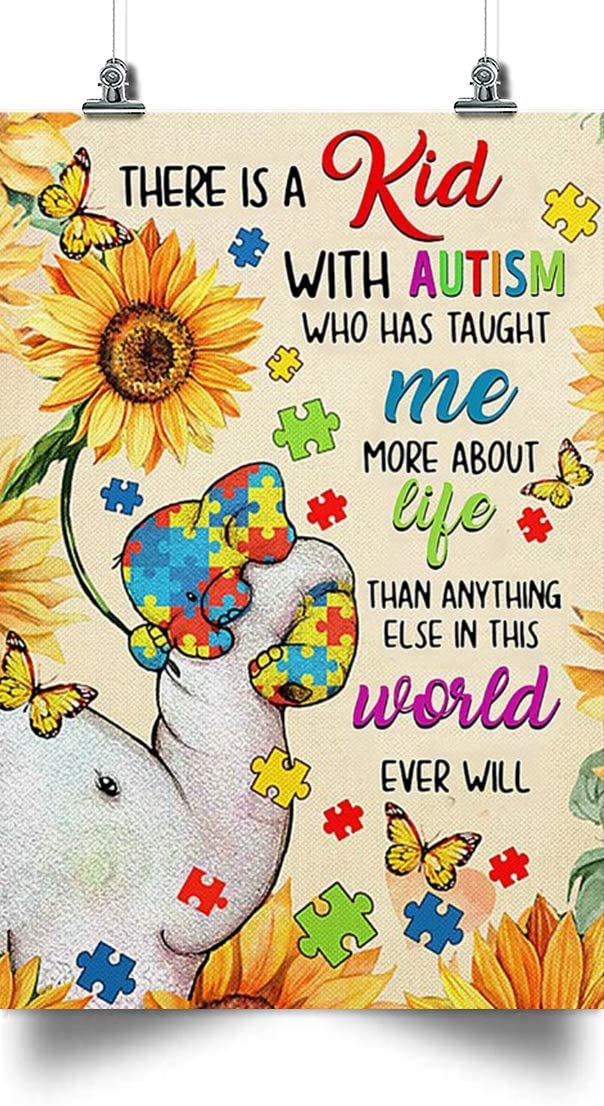 Vertical Elephant Poster – Autism There Is A Kid – Home Decoration Poster, Wall Poster, Home And Room Decoration, Gifts For Friends And Relatives, Souvenirs.