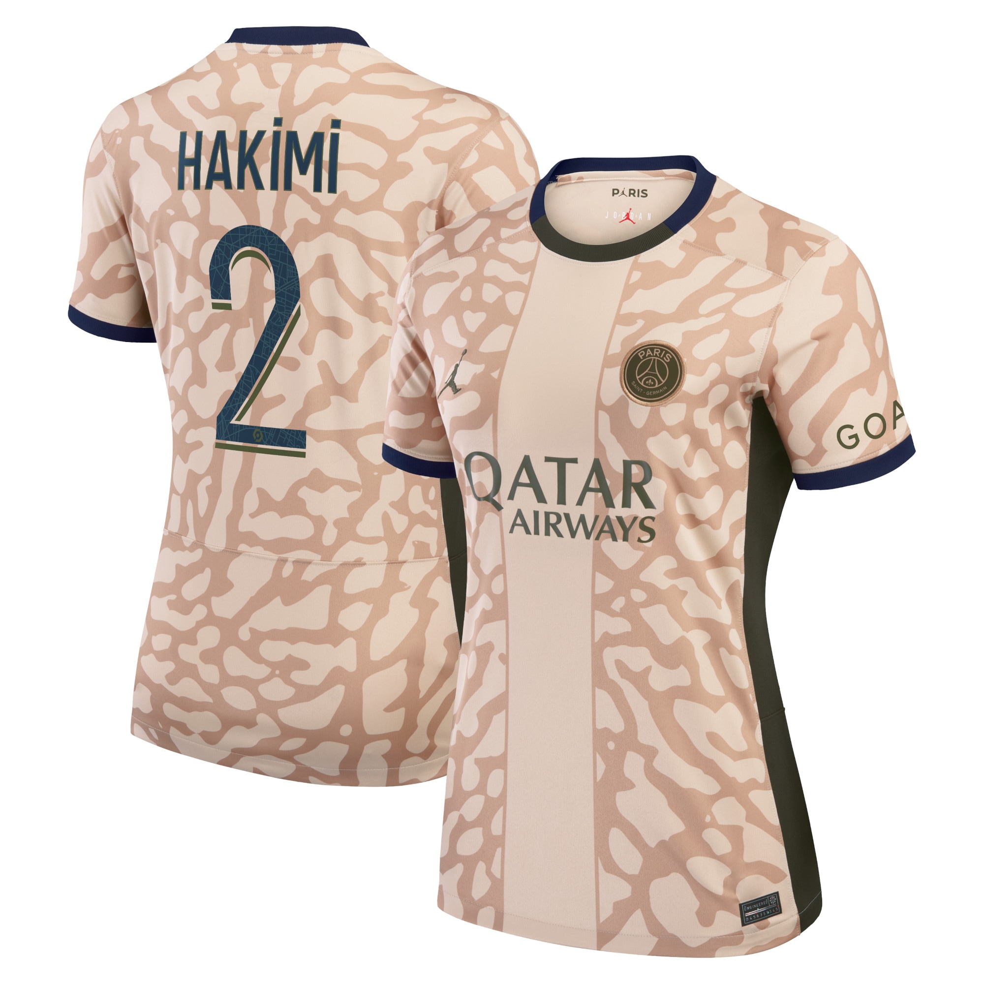 Achraf Hakimi Paris Saint-Germain Jordan Brand Women's 2023/24 Fourth Stadium Replica Player Jersey  Tan