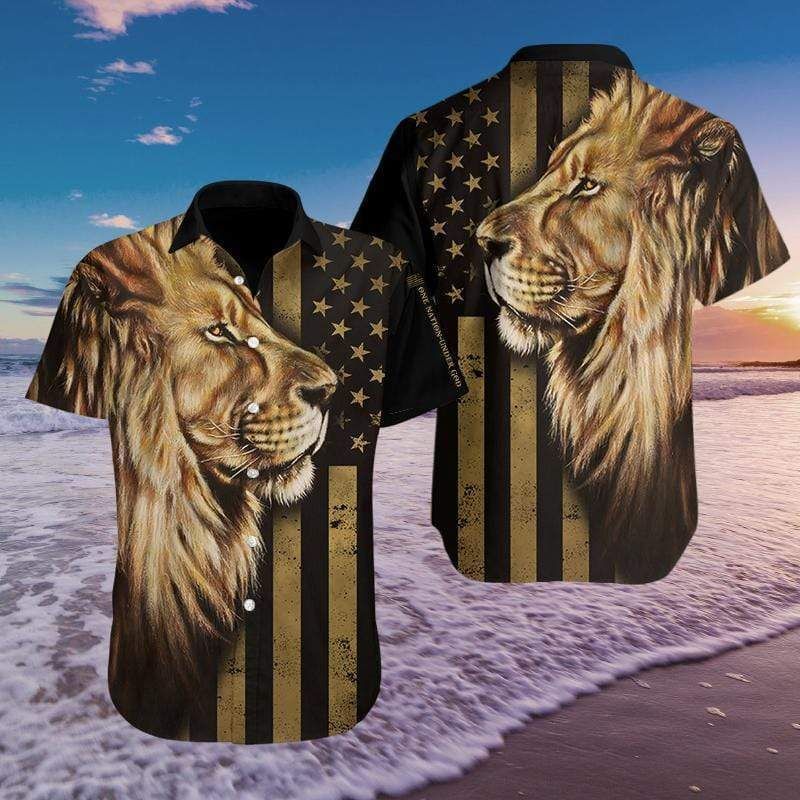 Find Hawaii Aloha Shirts Lion Flag Ha58557