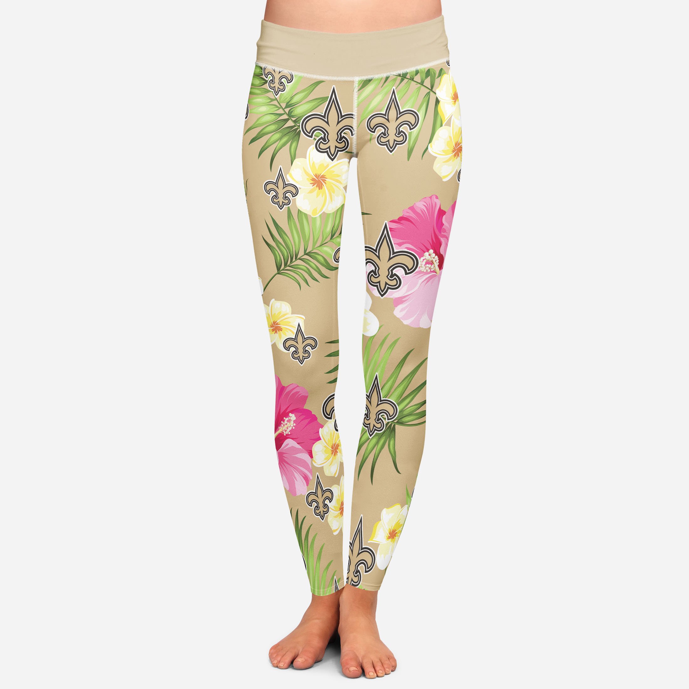 New Orleans Saints Summer Floral Leggings