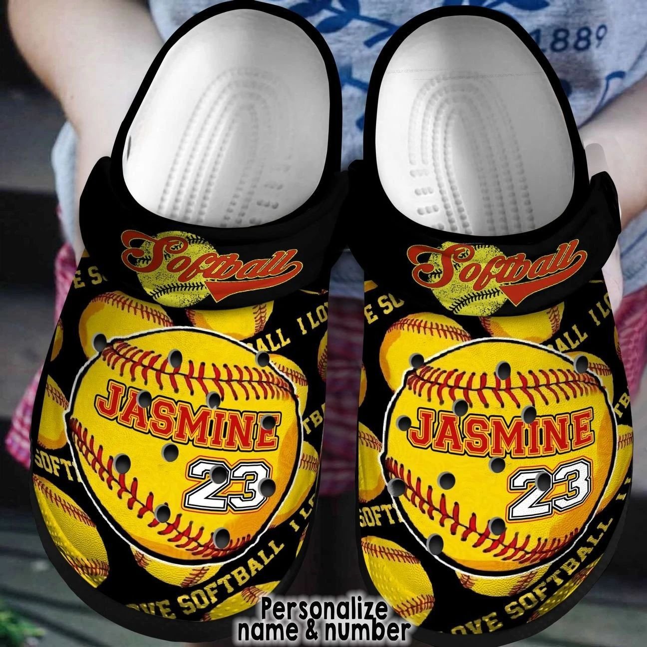 Personalized Clogs Softball,  Fashion Style Print 3D I Love Softball For Women, Men, Kid