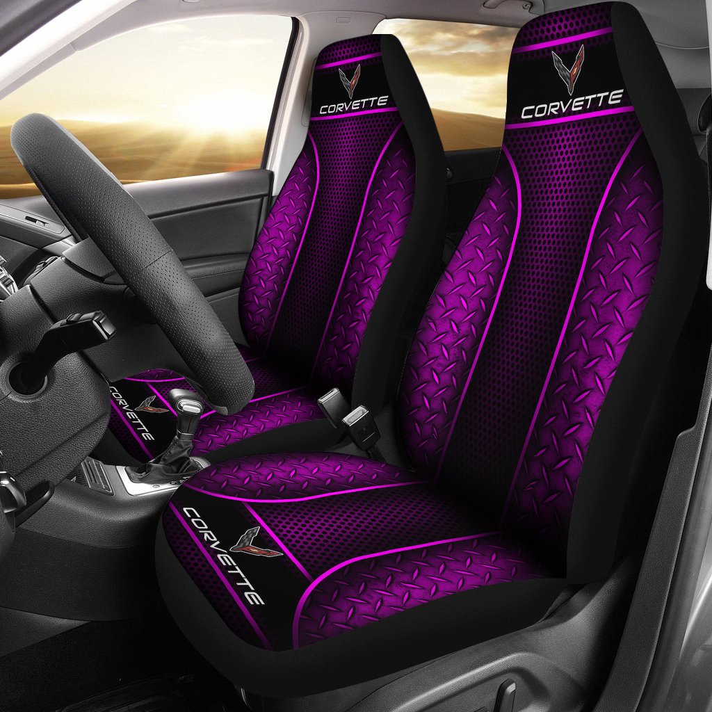 2 Front Corvette C8 Seat Covers Pink