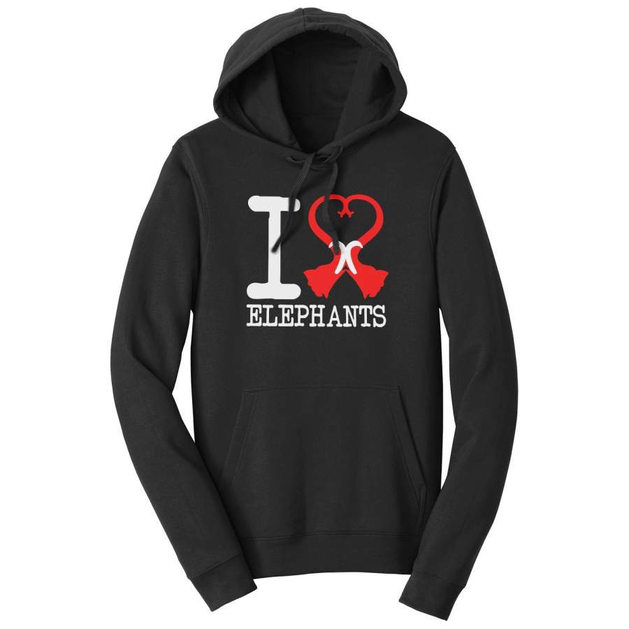 I Heart Elephants – Adult Unisex Hoodie Sweatshirt