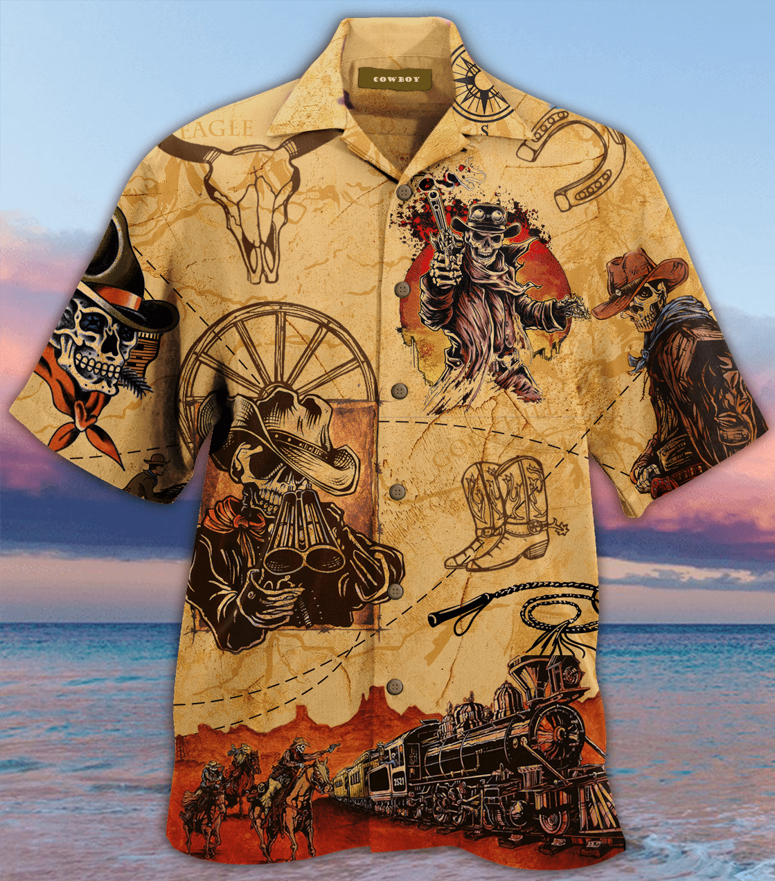 Amazing Skull Cowboy Hawaiian Shirt Ha7515