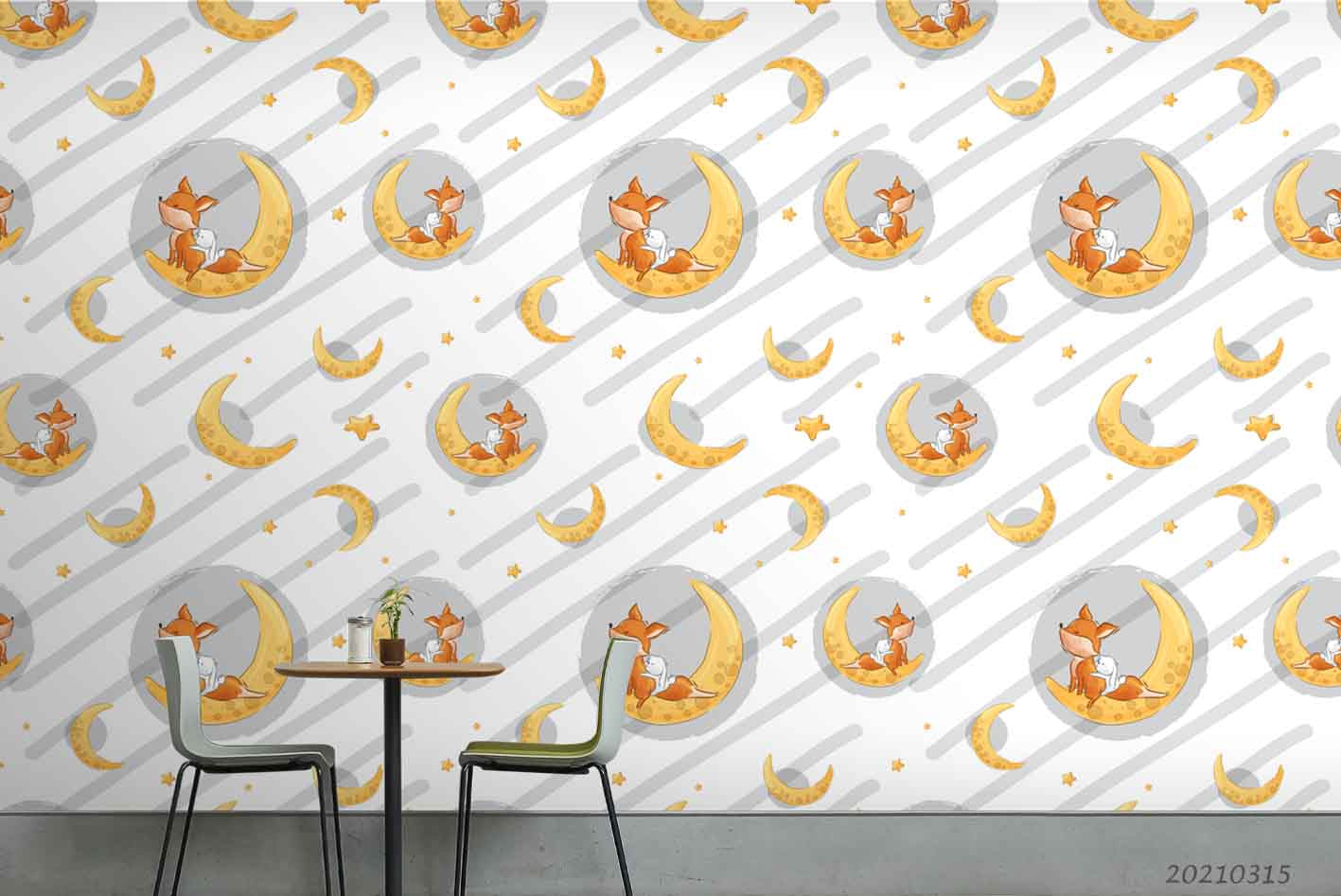 3D Cartoon Animal Moon Fox Wall Mural Wallpaper Lqh 267