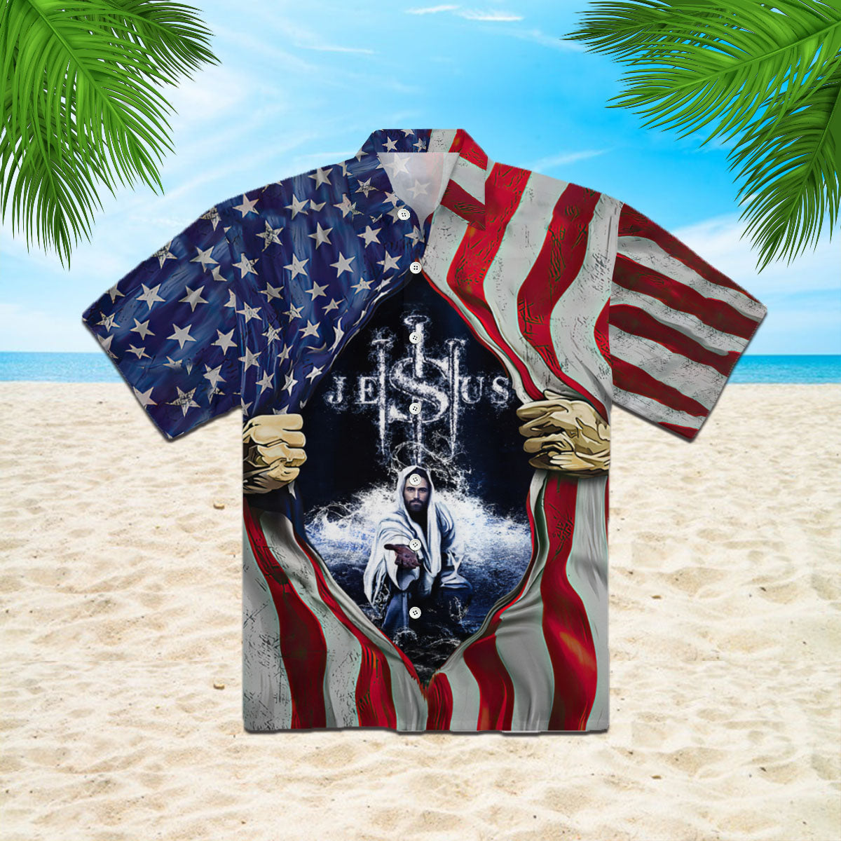 Jesus In My Heart American Flag Aloha Hawaii Shirts For Men And Women Ha80626