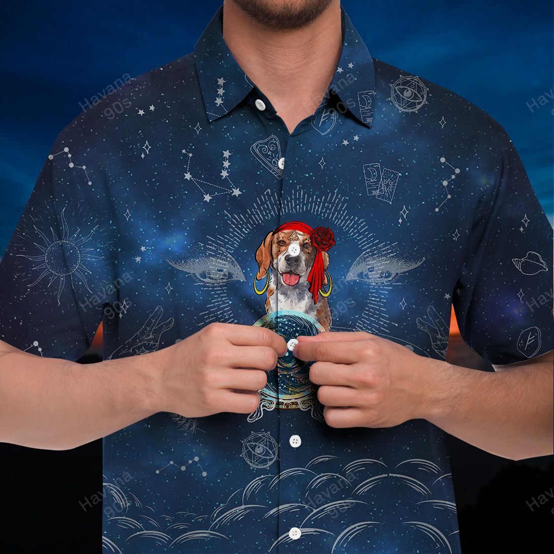 Beagle Hawaiian Shirt Stars N Constellations