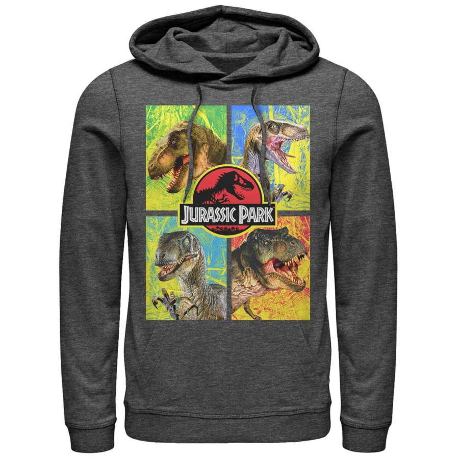 Jurassic Park Men’s T. Rex and Velociraptor Lightweight Hoodie