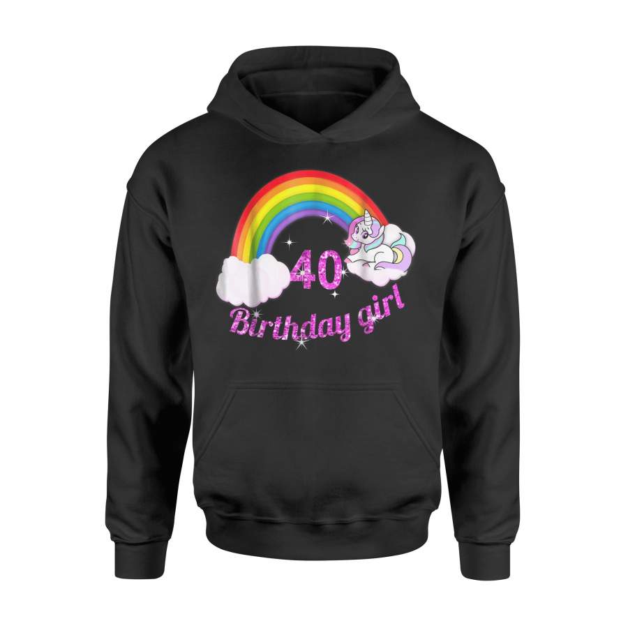 40th Birthday Girl Unicorn Rainbow Gift For BirthdayHoodie