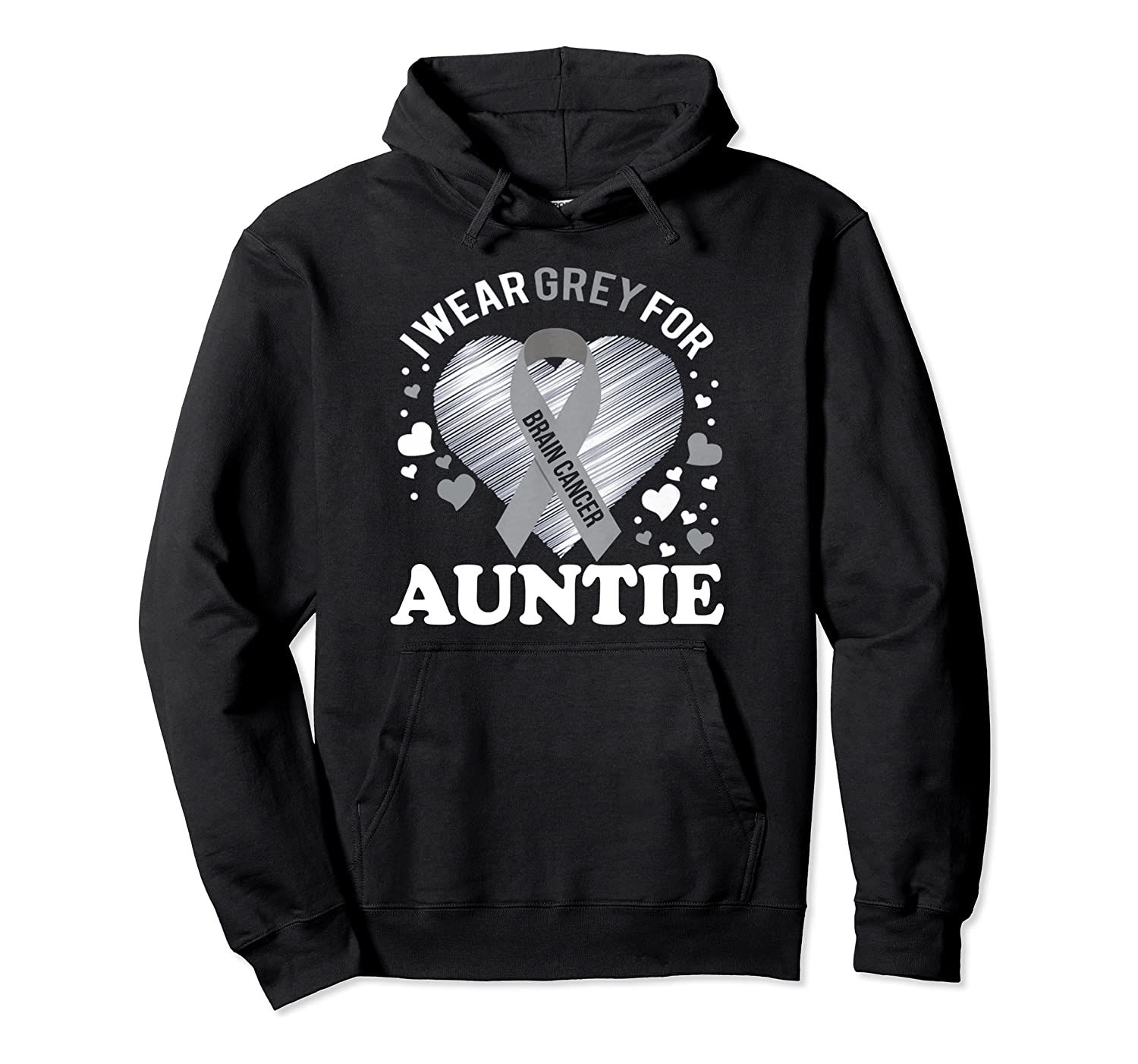 I Wear Grey For My Auntie Shirt Brain Cancer Awareness Pullover Hoodie T-Shirt, Sweatshirt, Tank Top
