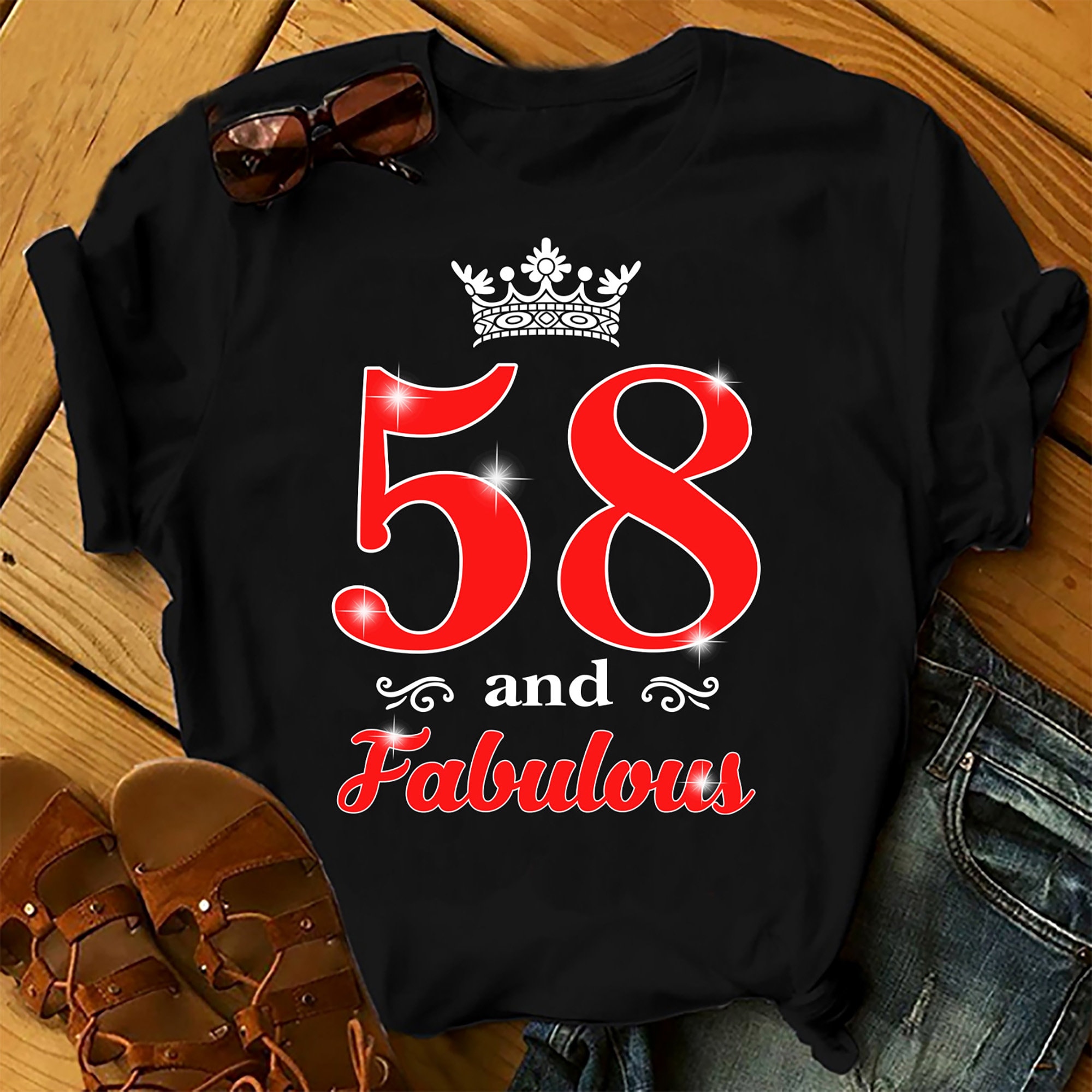 58 And Fabulous Queen – Shirts Women, Birthday T Shirts, Summer Tops, Beach T Shirts