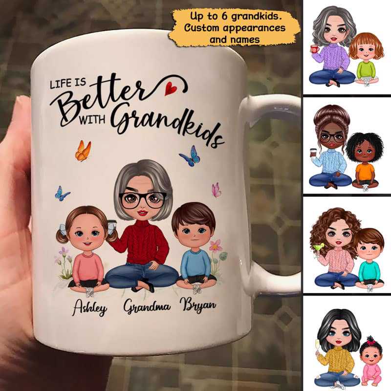 Flower Doll Grandma Better With Grandkids Personalized Mug