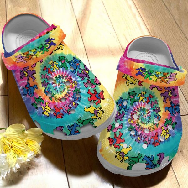 Hippie Colorful Dancing Bear Adults Crocs Crocband Crs Shoes For Men Women Nd