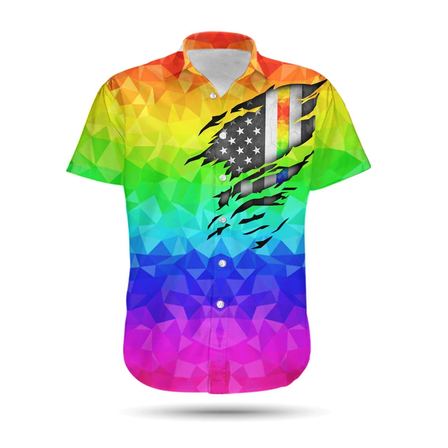 Lgbt Pride Hawaii Shirt Rainbow Polygonal American Flag Inside Aloha Ha78728