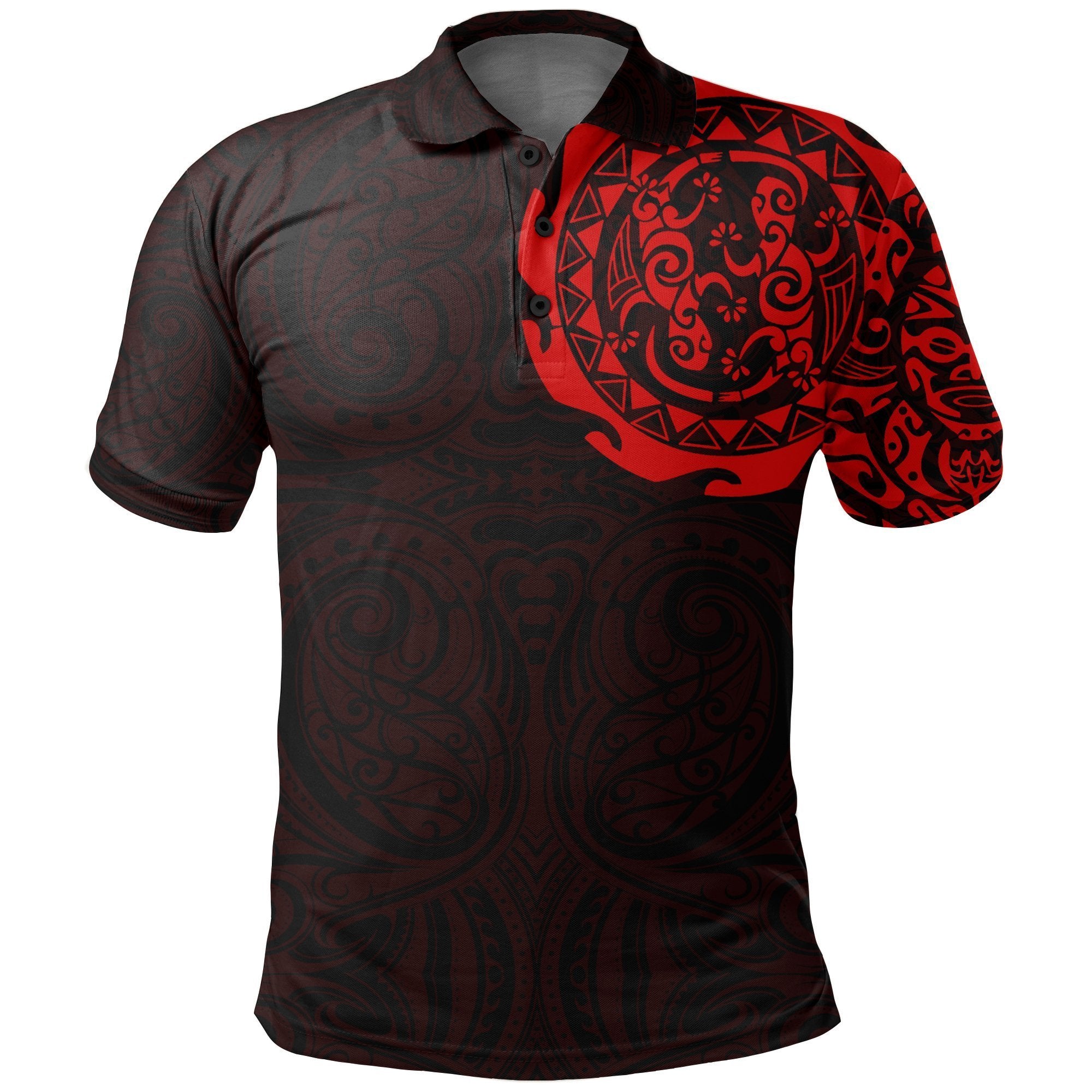 Maori Tangaroa Tattoo New Zealand Polo Shirt - Red - TattoosCafe