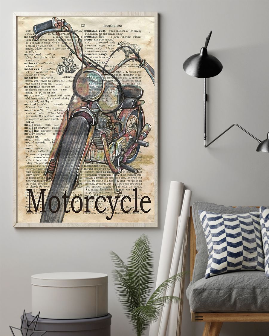 Motorcycle Dictionary Art Vertical Canvas And Poster | Wall Decor Visual Art