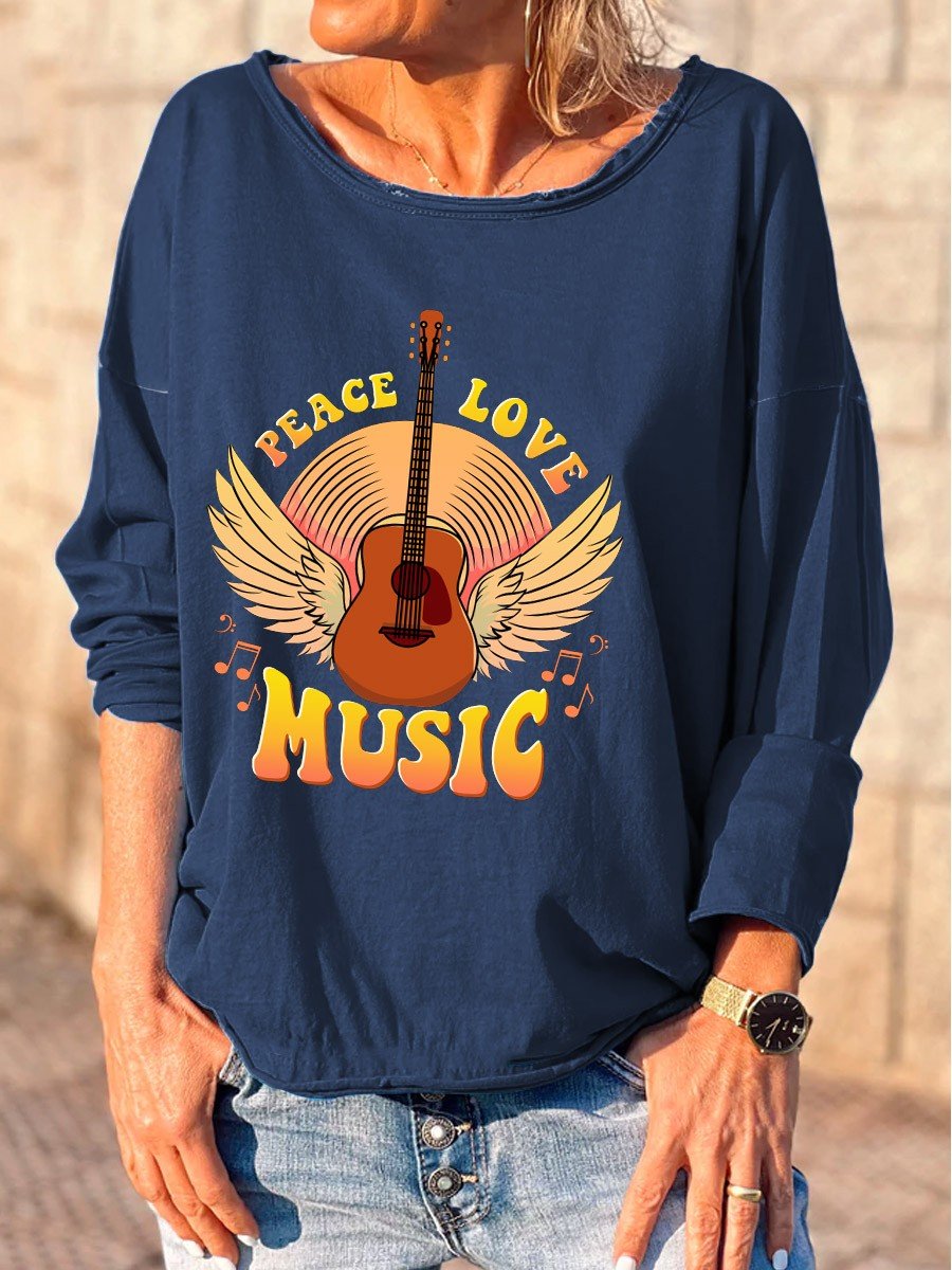Women Peace Love Music Long Sleeve T-Shirt