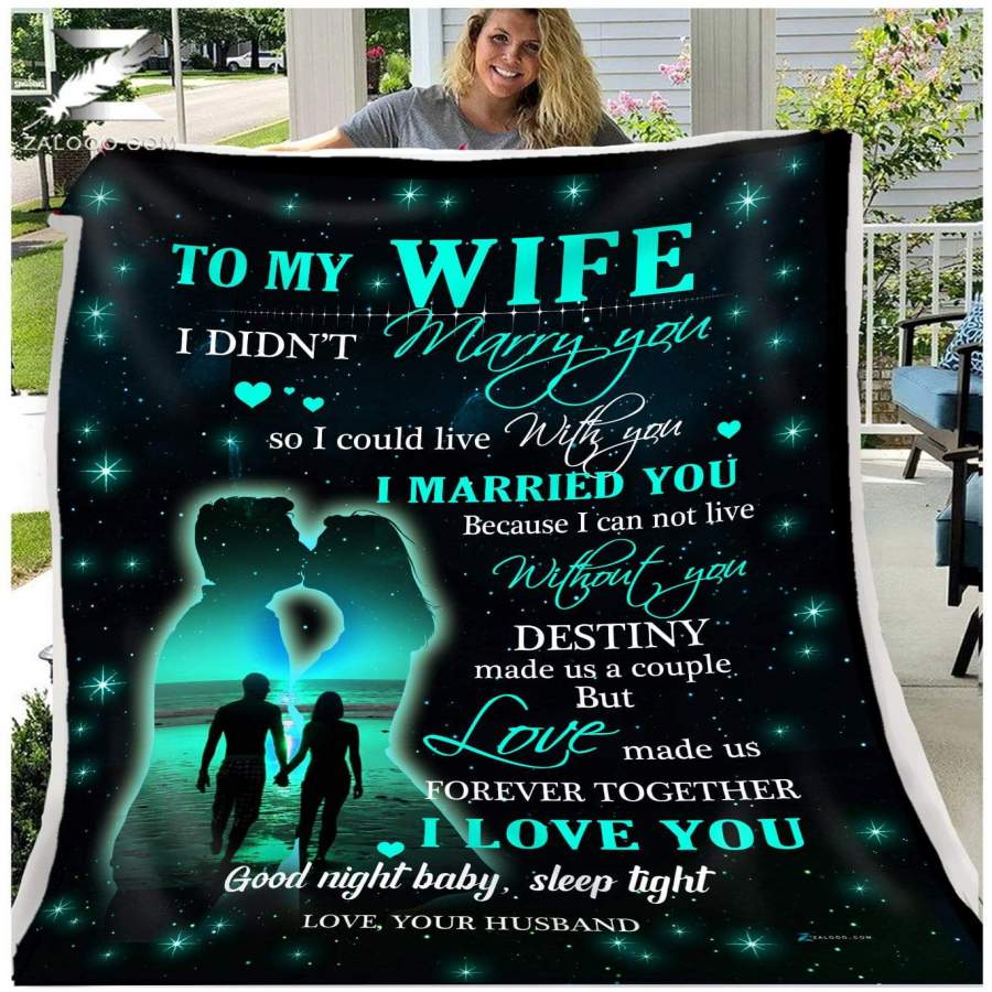 Zalooo – Custom Fleece Blanket – To My Wife – Valentine Gift – Destiny (Teal)