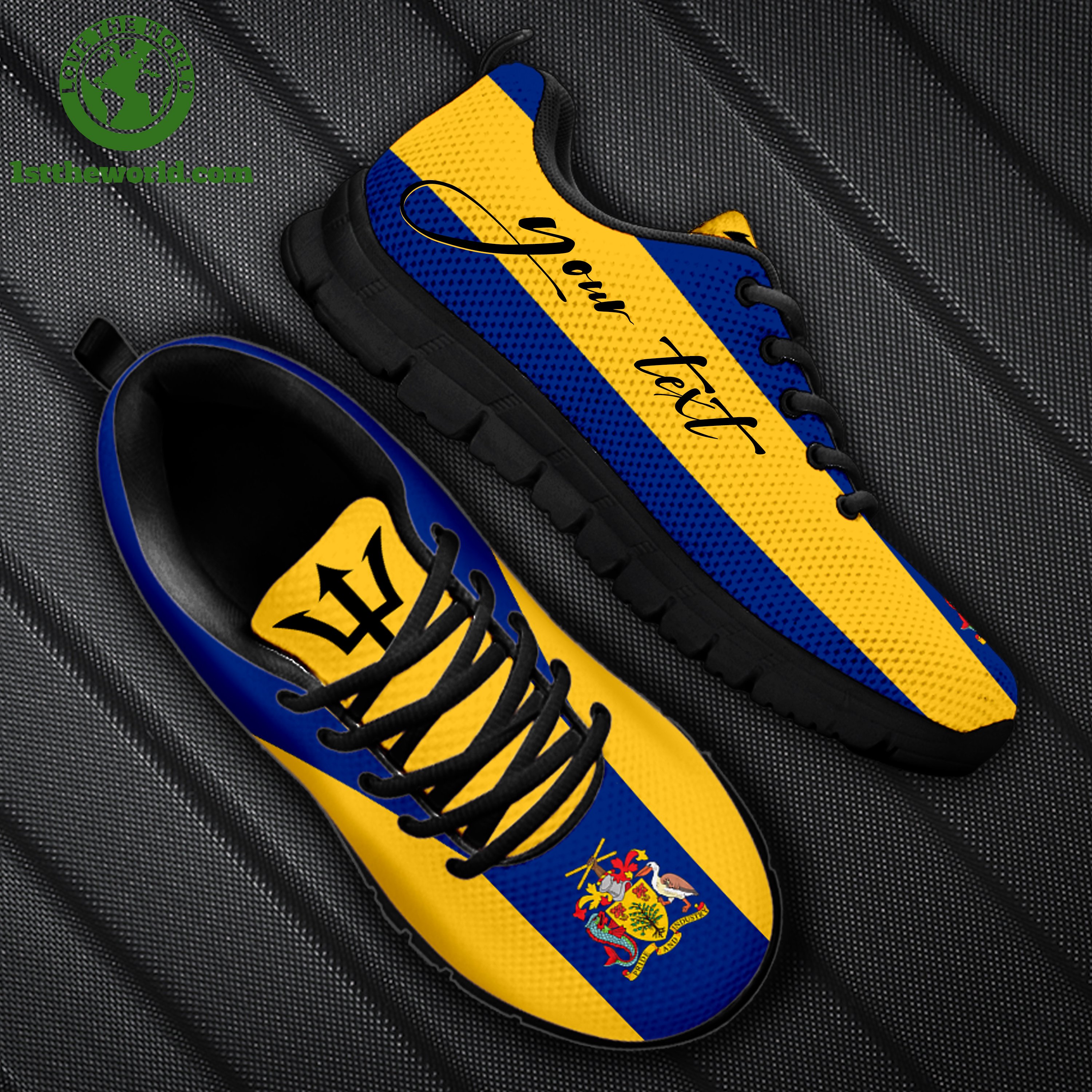 (Custom) Barbados Sneakers Trident Flag Coat Of Arms Personalized Signature A18