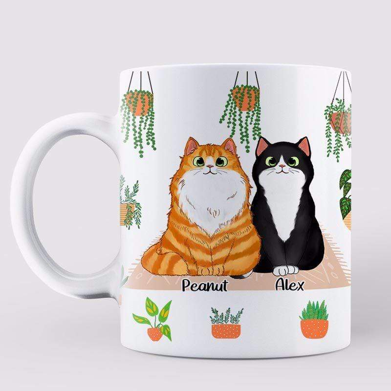 Fluffy Cats With Plants Personalized Mug