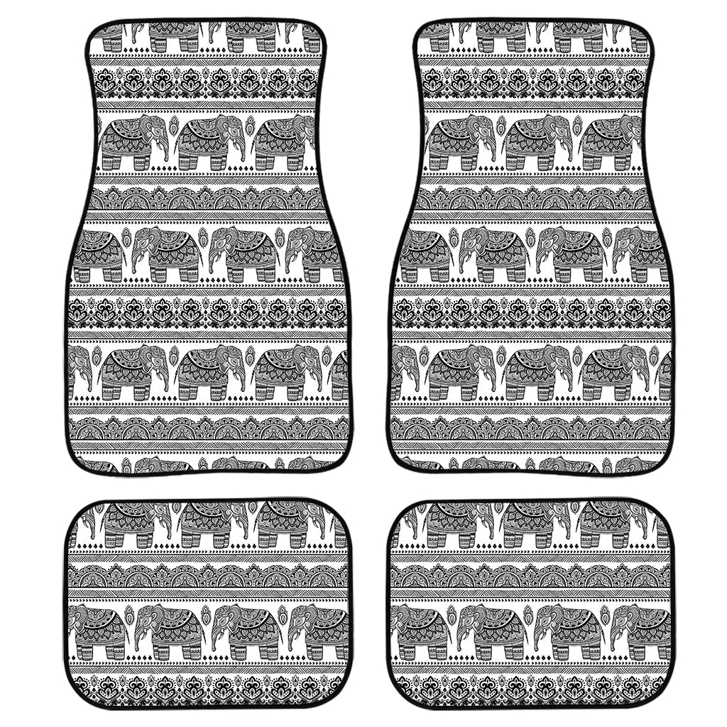 Indian Bohemian Elephant Pattern Print Front And Back Car Floor Mats, Front Car Mat