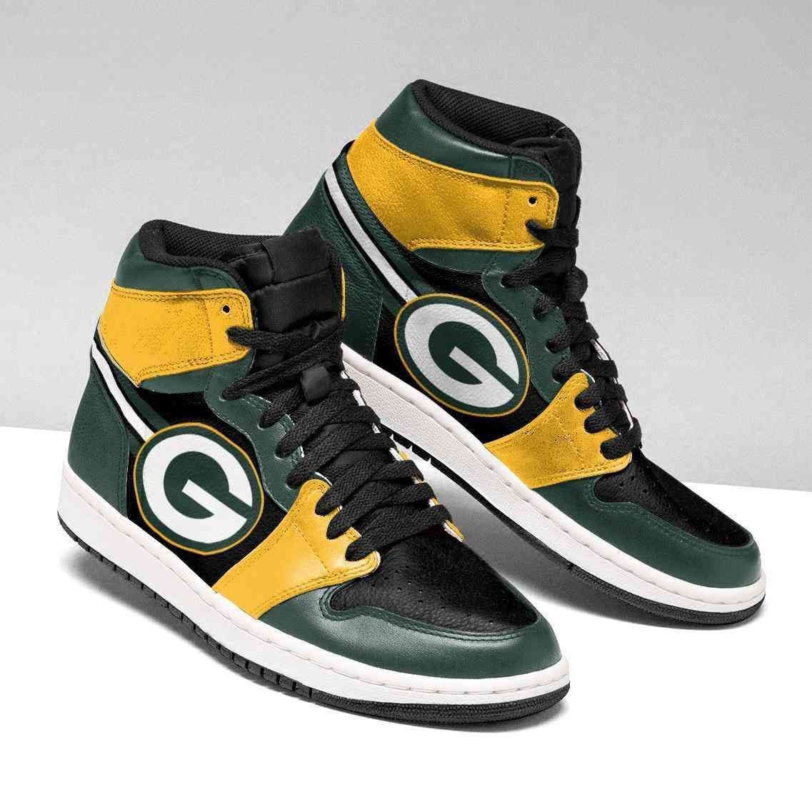 Green Bay Packers Football Design Air Jordan 1 High Printing Shoes Sneaker