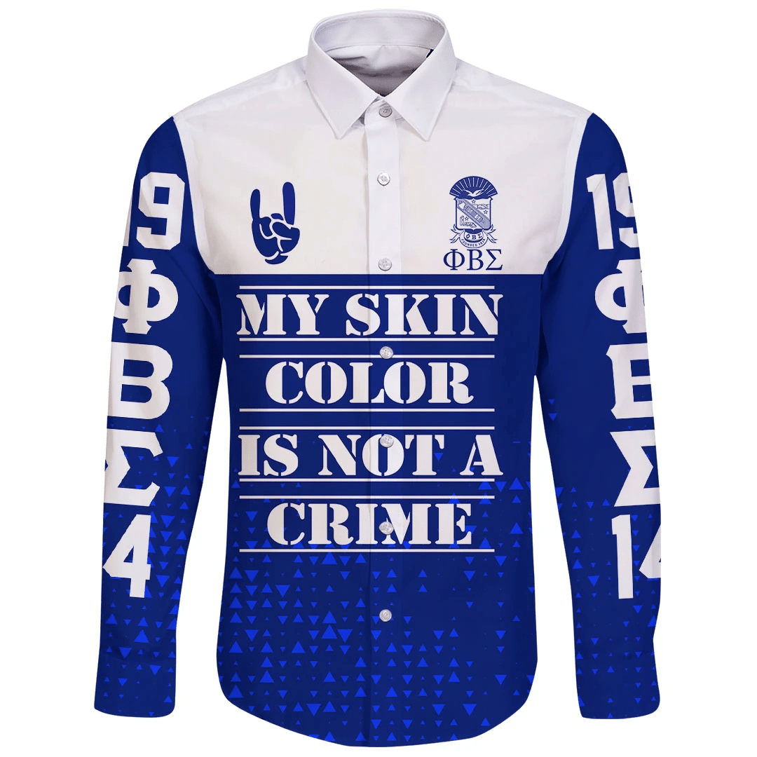 Wonderprint Shirt Phi Beta Sigma Long Sleeve Button Shirt Lt10