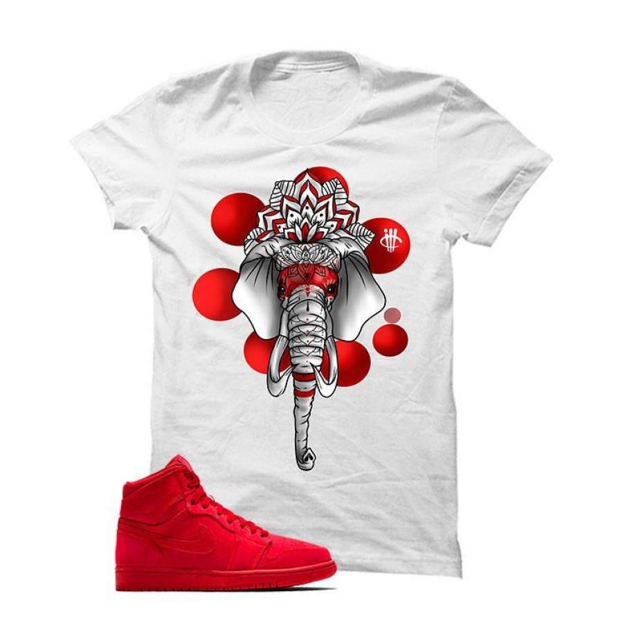 Jordan 1 Retro High Red Suede White T Shirt (Elephant)