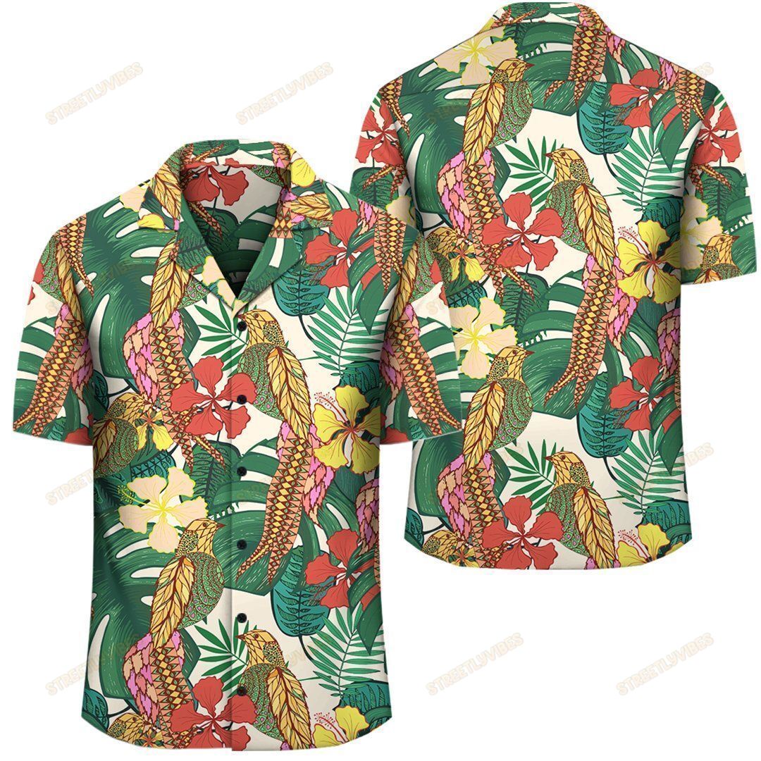 Hawaiian Tropical Leaves Flowers And Birds Floral Jungle Shirt Ah Ha36978