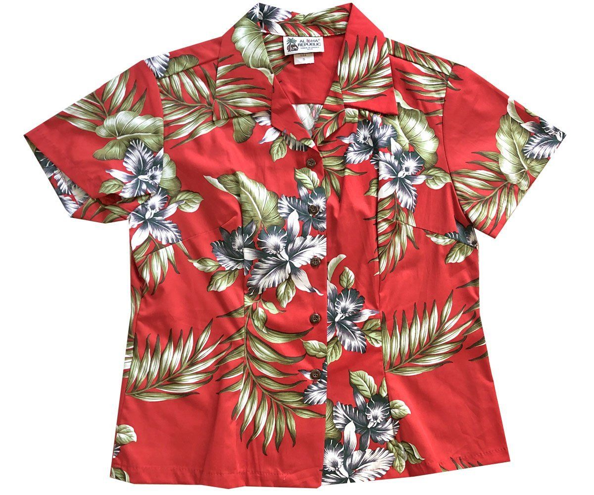 Orchid Trio Red Fitted Hawaii Shirt Ha74599