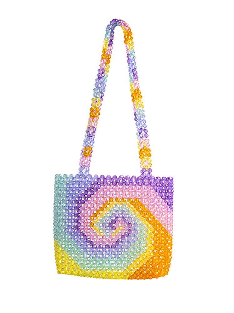 Candy Paisley Ins Whirlwind Handmade Beaded DIY Colorful Lollipop Bag Weaving Rainbow Female Cute Girl Underarm Bead Tote alx