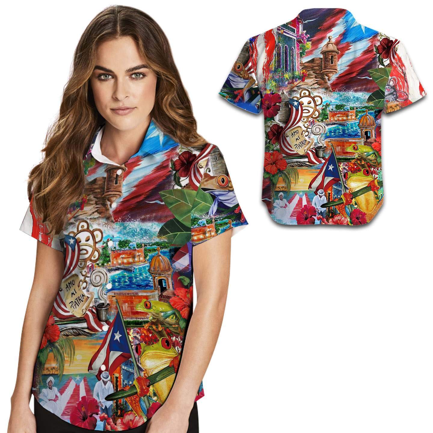 Beach Shirt Puerto Rico Aesthetic Paintings Women Hawaiian Shirt For Puerto Ricans